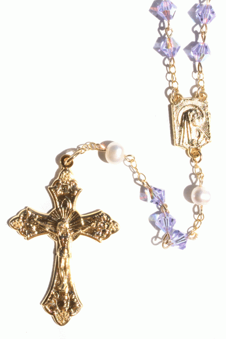 Alexandrite Rosary made with High Quality Central European Crystals - Gold (June)
