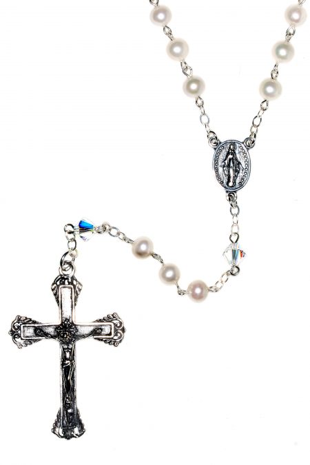 Cultured Freshwater Pearl Sterling Silver Rosary