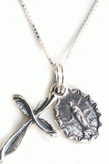 Miraculous Medal and Cross Necklace