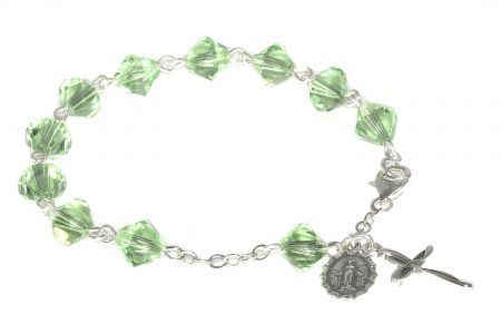 Peridot Green Central European Crystal Rosary Bracelet (August)