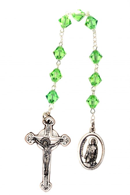 Peridot Green Central European Crystal St. Peregrine Chaplet (August)