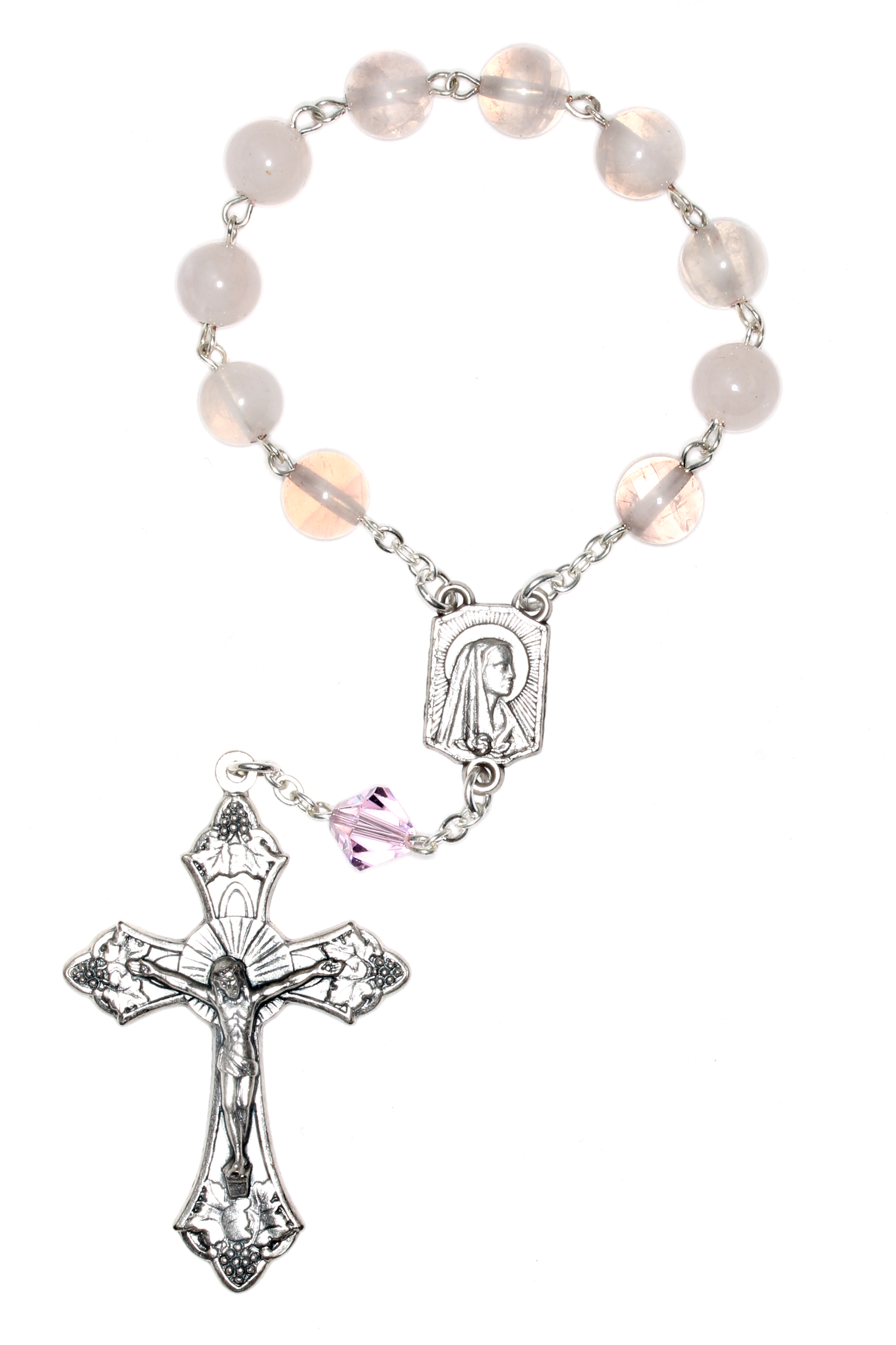 Rose Quartz Gemstone Pocket or Auto Rosary - Shop Rosaries