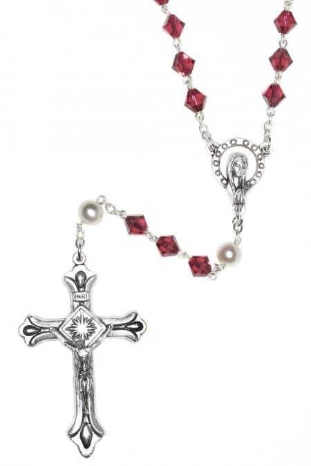 Ruby Austrian Crystal Rosary (July)