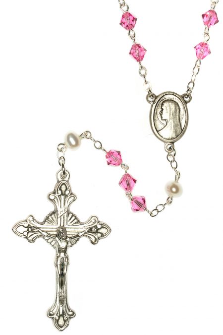Rose Pink Austrian Crystal Rosary