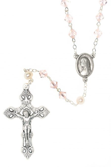 Silk Pink Austrian Crystal Rosary