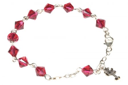 Ruby Austrian Crystal Child Rosary Bracelet (July)